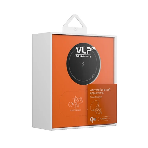 Автомобильный держатель VLP LITE Snap Charge Qi2, MagSafe, на вент. решетку, черный