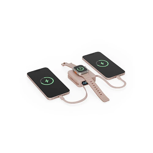 Аккумулятор внешний Energea MagPac MINI Plus (ССС), 10000 mAh Magnetic wireless 15W +С 20W +2C cables and Display Pink
