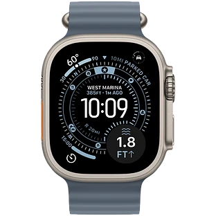 Apple Watch Ultra 3, GPS + Cellular, 49mm, Natural Titanium Case with Anchor Blue Ocean Band - One Size Apple Watch Ultra 3, GPS + Cellular, 49mm, Natural Titanium Case with Anchor Blue Ocean Band - One Size