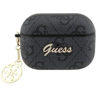 Guess для Airpods Pro 2 чехол PU leather 4G with metal logo and Charm Black