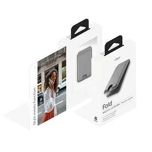 Магнитный кардхолдер uBear Fold, эко-кожа, серый