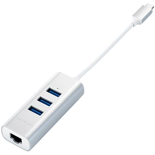 Хаб Satechi Type-C 2-in-1 USB Hub with Ethernet, Silver Хаб Satechi Type-C 2-in-1 USB Hub with Ethernet, Silver