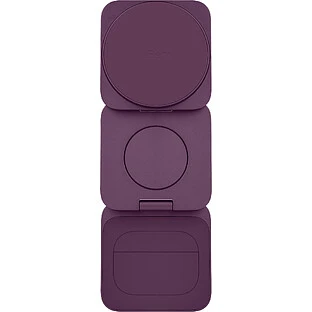 Беспроводное зарядное устройство uBear Balance Slim, 3-в-1, с поддержкой MagSafe, Qi2.2, цвет: бургунди
