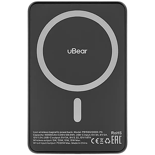 Внешний аккумулятор uBear Icon Power bank 10000mAh, PD30W, Qi2, серый Внешний аккумулятор uBear Icon Power bank 10000mAh, PD30W, Qi2, серый