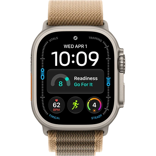 Apple Watch Ultra 4, GPS + Cellular, 49mm, Natural Titanium Case with Desert Alpine Loop - L