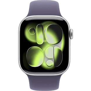 Apple Watch Series 11, GPS, 46mm, Silver Aluminium Case with Purple Fog Sport Band - M/L