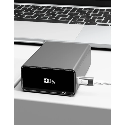 Аккумулятор внешний VLP B-Energy 20000mAh 65W, USB-C+USB-A, Стальной серый