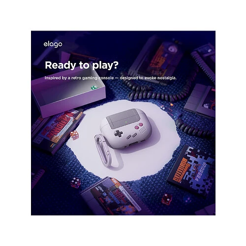 Elago для AirPods Pro 3 чехол Unique AW5 Game console Hang case Light Grey