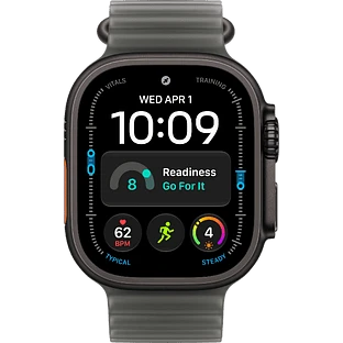 Apple Watch Ultra 4, GPS + Cellular, 49mm, Black Titanium Case with Translucent Black Ocean Band