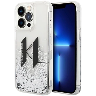Lagerfeld для iPhone 14 Pro чехол Liquid Glitter Big KL logo Hard Silver Lagerfeld для iPhone 14 Pro чехол Liquid Glitter Big KL logo Hard Silver