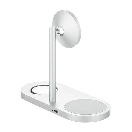 Беспроводное зарядное устройство uBear Stage Ultra, 3-в-1, с поддержкой MagSafe, Qi2.2 (35W), серебристый