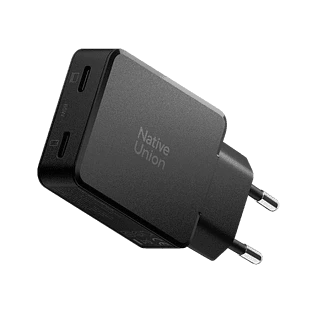 POCKET GAN CHARGER 65W, сетевое зарядное устройство 65W,  разъёмы 2xUSB-C. Цвет: чёрный