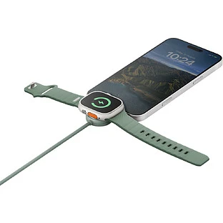 Кабель зарядный EnergEA Кабель FLOW Duo Watch USB-C to USB-C + Apple Watch, зеленый