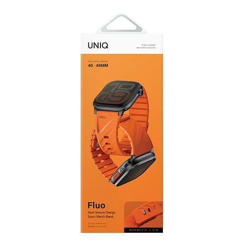 Ремешок Uniq для Apple Watch 49-40 mm FLUO Silicone Rubber Orange