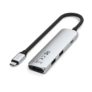Адаптер Satechi 4-in-1 USB-C Slim Multiport Adapter with 4K HDMI and Fast Data Transfer - Серебристый Адаптер Satechi 4-in-1 USB-C Slim Multiport Adapter with 4K HDMI and Fast Data Transfer - Серебристый