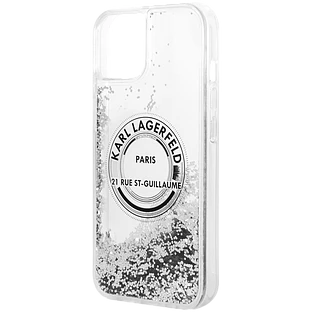 Чехол LAGERFELD Liquid Glitter RSG Round logo Hard Серебристый для iPhone 13 Чехол LAGERFELD Liquid Glitter RSG Round logo Hard Серебристый для iPhone 13