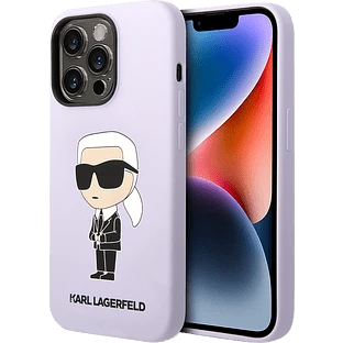 Lagerfeld для iPhone 14 Pro чехол Liquid silicone NFT Karl Ikonik Hard Purple