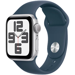 Apple Watch SE 2 (2023) GPS 40mm Silver Aluminum Case with Storm Blue Sport Band - M/L Apple Watch SE 2 (2023) GPS 40mm Silver Aluminum Case with Storm Blue Sport Band - M/L