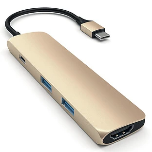 Адаптер Satechi Type-C Slim Multi-Port Adapter 4K, Gold Адаптер Satechi Type-C Slim Multi-Port Adapter 4K, Gold