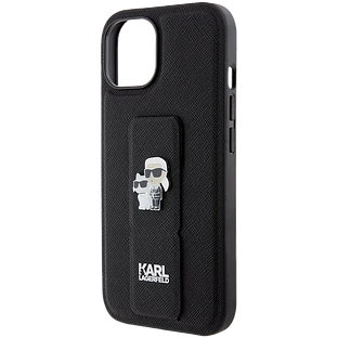 Чехол LAGERFELD GripStand PU Saffiano NFT Karl & Choupette metal Hard Чёрный для iPhone 15 Чехол LAGERFELD GripStand PU Saffiano NFT Karl & Choupette metal Hard Чёрный для iPhone 15