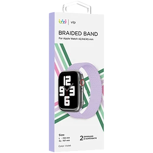 Ремешок нейлоновый плетёный  vlp  для Apple Watch 42/44/45  L/XL  2шт  фиолетовый