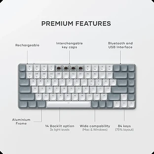 Клавиатура механическая с подсветкой Satechi SM1 Slim Mechanical Backlit Bluetooth Keyboard - русская раскладка. Цвет: светло-серый