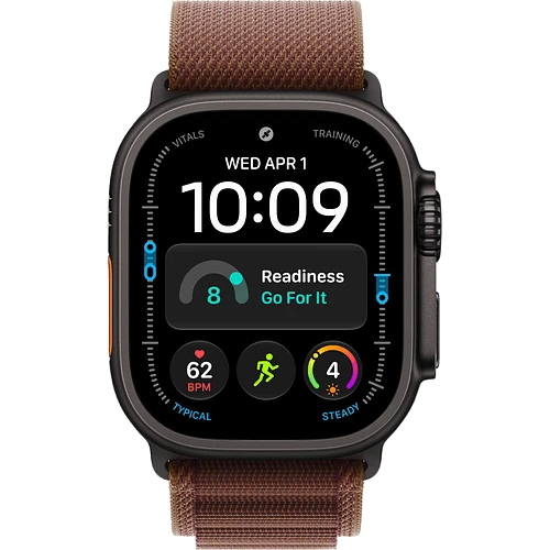 Apple Watch Ultra 4, GPS + Cellular, 49mm, Black Titanium Case with Burgundy Alpine Loop - M