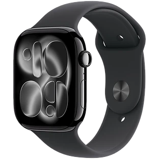 Apple Watch Series 11, GPS, 42mm, Jet Black Aluminium Case with Black Sport Band - M/L
