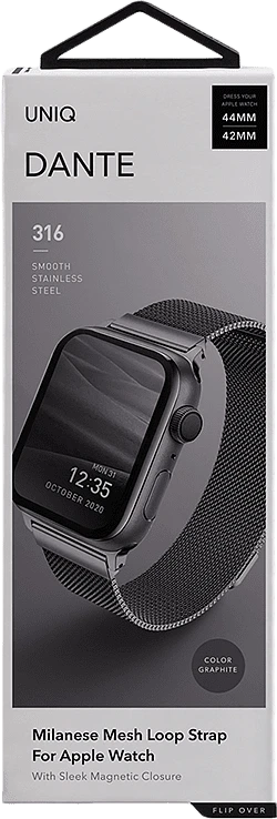 Ремешок Uniq для Apple Watch 45/44/42 mm Dante Strap Mesh Steel Graphite