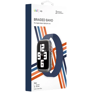 Ремешок нейлоновый плетёный "vlp" для Apple Watch 38/40/41, L/XL, 2шт, тёмно-синий