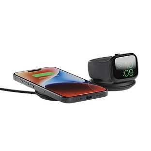VOYAGE 2-IN-1, беспроводное зарядное устройство 2 в 1, цвет черный