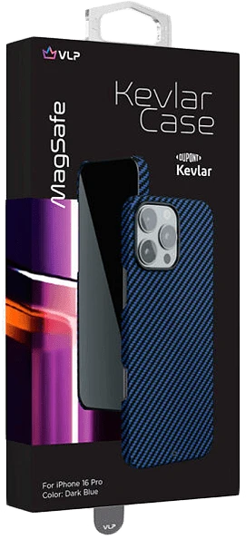 Чехол защитный "vlp" Kevlar Case с MagSafe для iPhone 16 Pro, темно-синий