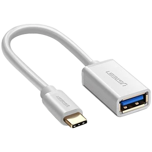 Переходник UGREEN US154-30702  Type C (M) to USB-A 3.0 (F)  5 Gb/s пластиковый с проводом 15см, Whit