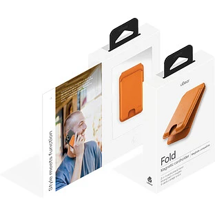 Магнитный кардхолдер uBear Fold, эко-кожа, оранжевый