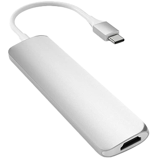 Адаптер Satechi Slim Aluminum Type-C Multi-Port Adapter V2, Silver Адаптер Satechi Slim Aluminum Type-C Multi-Port Adapter V2, Silver