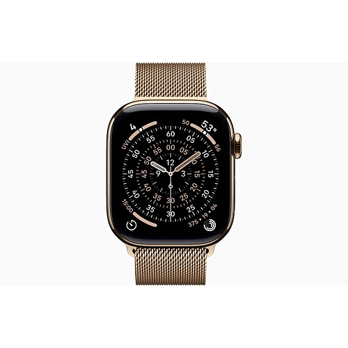 Apple Watch Series 11, GPS + Cellular, 42mm, Gold Titanium Case with Gold Milanese Loop