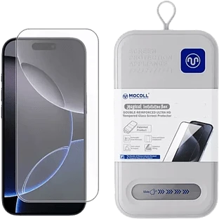 Защитное стекло MOCOLL 2.5D iPhone 16 Pro Max + Установочный комплект