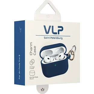 Чехол силиконовый VLP Charm Case для AirPods Pro 3, темно-синий