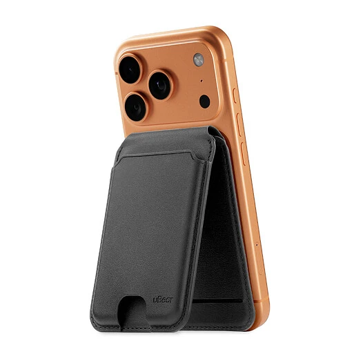 Магнитный кардхолдер uBear Fold Find My, эко-кожа, черный