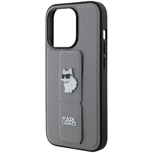Чехол LAGERFELD GripStand PU Saffiano NFT Choupette metal Hard Серебристый для iPhone 15 Pro Чехол LAGERFELD GripStand PU Saffiano NFT Choupette metal Hard Серебристый для iPhone 15 Pro
