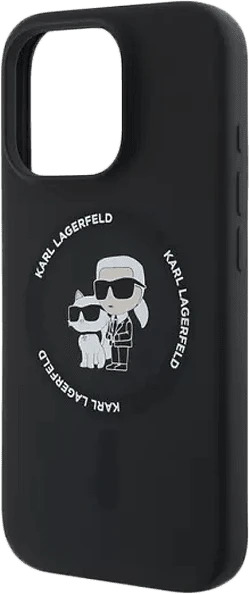 Lagerfeld для iPhone 16 Pro чехол Liquid Silicone NFT Karl & Choupette Hard Black (MagSafe)