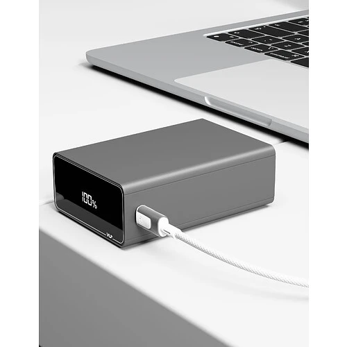 Аккумулятор внешний VLP B-Energy 20000mAh 65W, USB-C+USB-A, Стальной серый