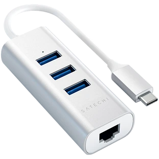 Хаб Satechi Type-C 2-in-1 USB Hub with Ethernet, Silver Хаб Satechi Type-C 2-in-1 USB Hub with Ethernet, Silver