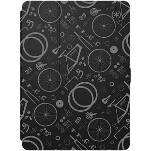 Чехол-книга SPECK Balance FOLIO Print (Дизайн BikeParts)  Чёрный/Сланцевый серый для iPad (5-го и 6-го поколения)
