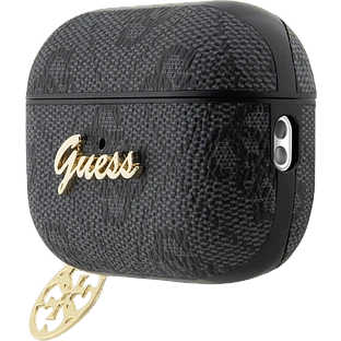 Guess для Airpods Pro 2 чехол PU leather 4G with metal logo and Charm Black