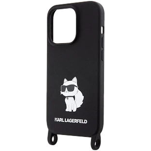 Чехол LAGERFELD Crossbody Liquid silicone NFT Choupette +Strap Hard Чёрный для iPhone 15 Pro Max Чехол LAGERFELD Crossbody Liquid silicone NFT Choupette +Strap Hard Чёрный для iPhone 15 Pro Max