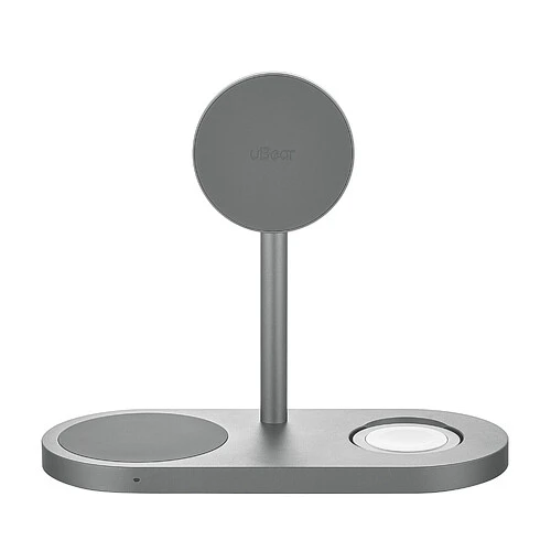 Беспроводное зарядное устройство uBear Stage Ultra, 3-в-1, с поддержкой MagSafe, Qi2.2 (35W), серый космос