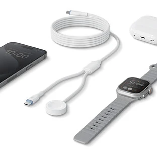 Кабель зарядный EnergEA для Apple Watch GoCharge Deuce 2 in 1 USB-C to C + AW, 1.8м, белый