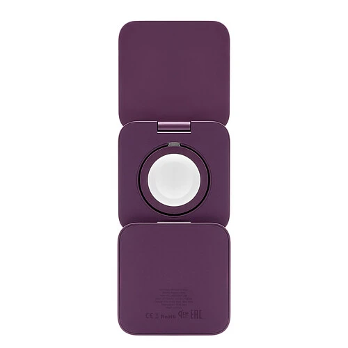 Беспроводное зарядное устройство uBear Balance Slim, 3-в-1, с поддержкой MagSafe, Qi2.2, цвет: бургунди