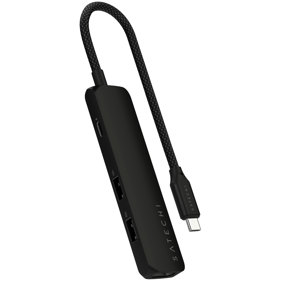 Адаптер Satechi 4-in-1 USB-C Slim Multiport Adapter with 4K HDMI and Fast Data Transfer - Черный Адаптер Satechi 4-in-1 USB-C Slim Multiport Adapter with 4K HDMI and Fast Data Transfer - Черный